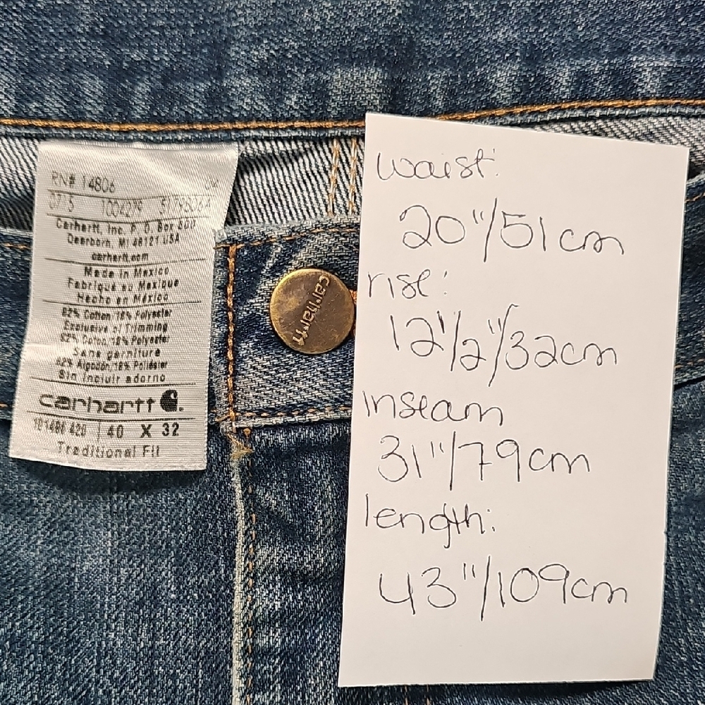Carhartt 40x32 Blue Straight-Leg Jeans with Classic Fading - Picture 2 of 16